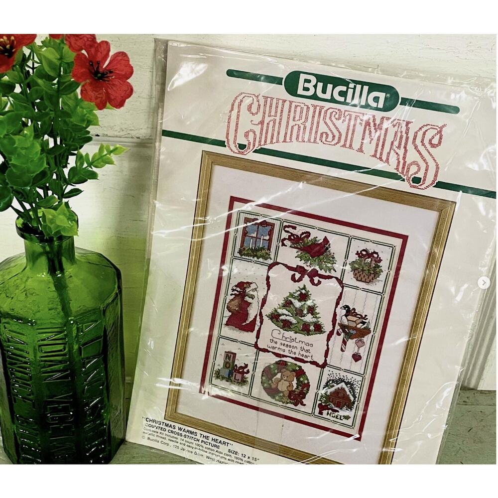 Vintage Bucilla Christmas Warms Heart Needlepoint Cross Stitch Kit 82761 Sealed